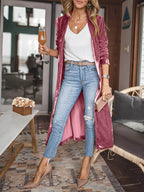 Open Front Long Sleeve Coat - Delanoir