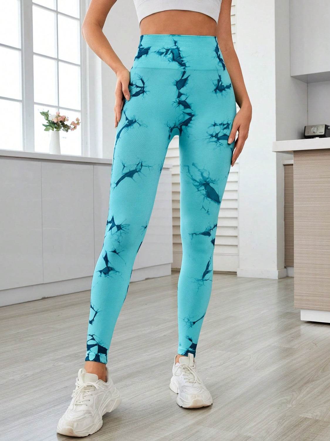 Printed High Waist Active Leggings - Delanoir