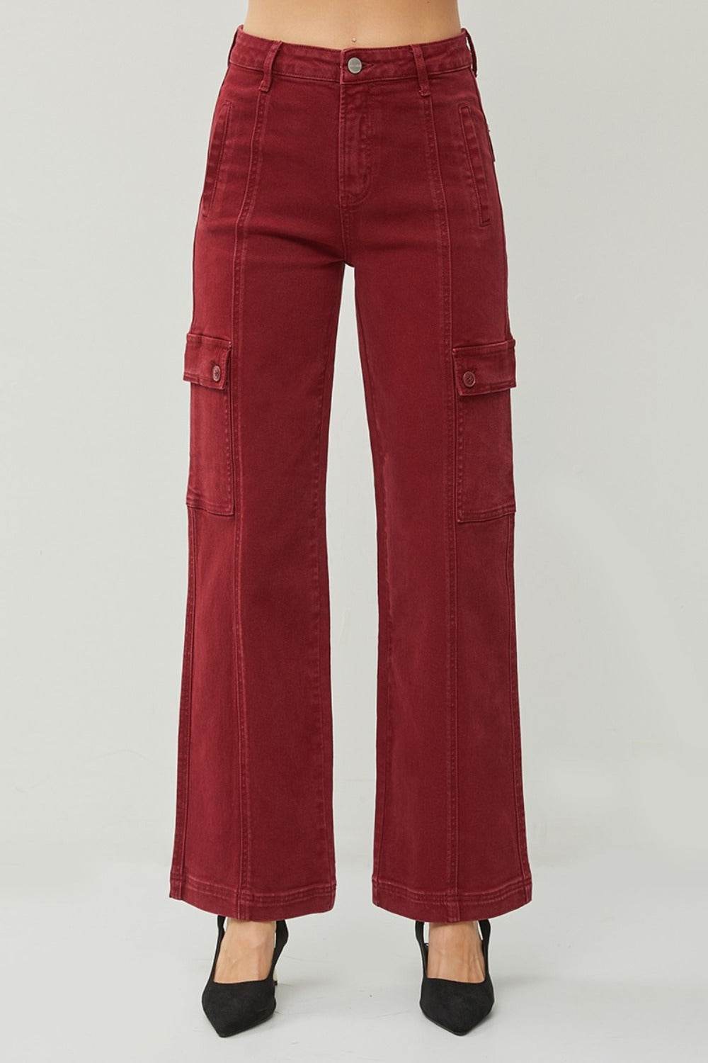RISEN Full Size High Rise Wide Leg Cargo Jeans - Delanoir