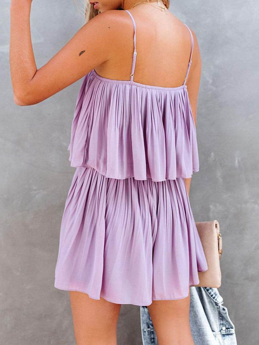 Ruched Spaghetti Strap Romper - Delanoir