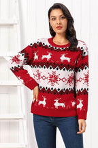 Reindeer Round Neck Sweater - Delanoir