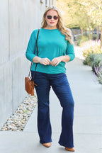Basic Bae Full Size Round Neck Batwing Sleeve Top - Delanoir
