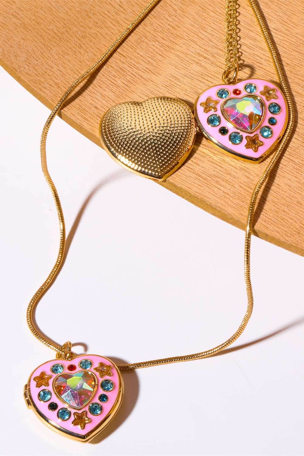 Rhinestone Decor Heart Box Pendant Necklace - Delanoir