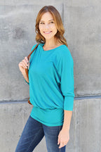Basic Bae Full Size Round Neck Batwing Sleeve Top - Delanoir