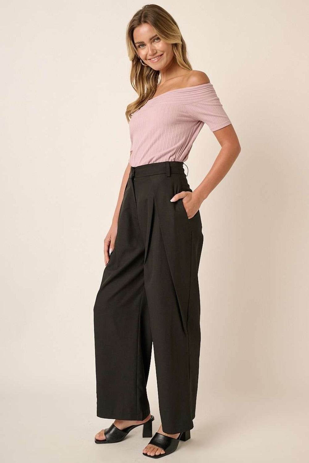 Mittoshop Deep Pleated High Waisted Wide Leg Pants - Delanoir