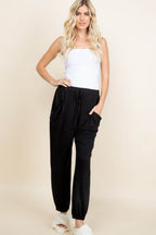 Super Lady Full Size Drawstring Elastic Waist Joggers with Pockets - Delanoir