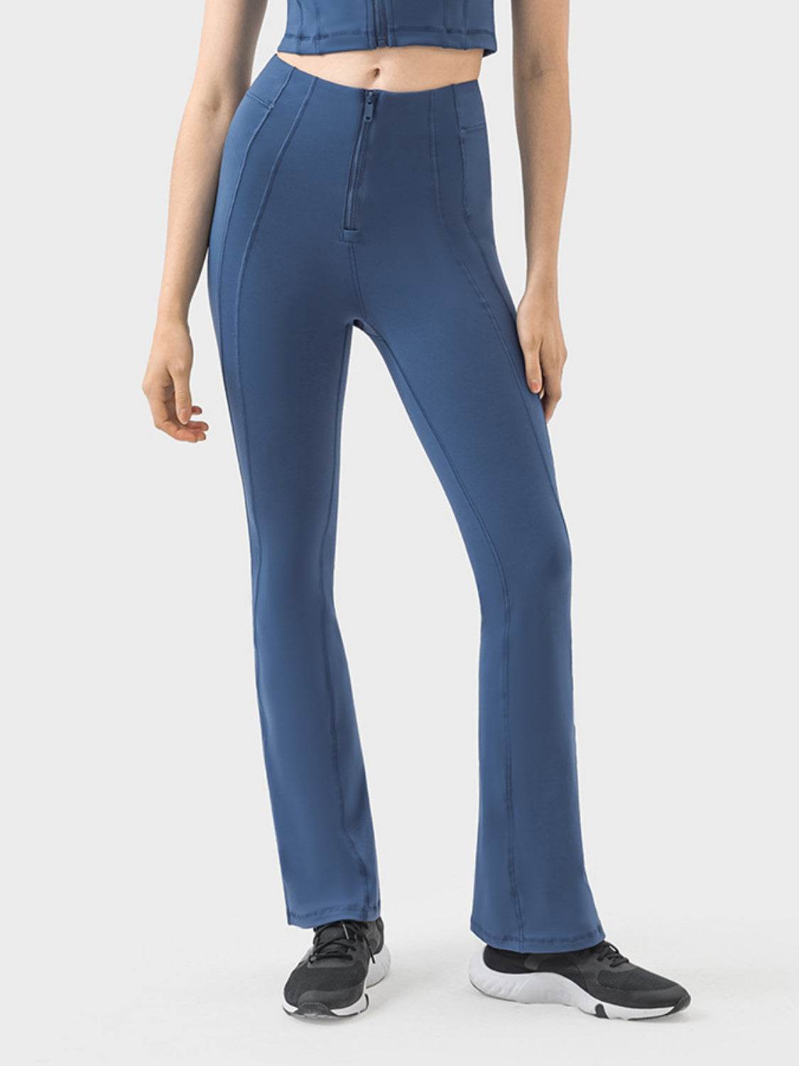 Millennia Zipper Detail High Waist Active Pants - Delanoir