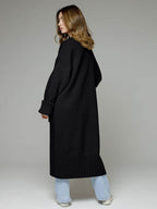 Pocketed Open Front Dropped Shoulder Cardigan - Delanoir