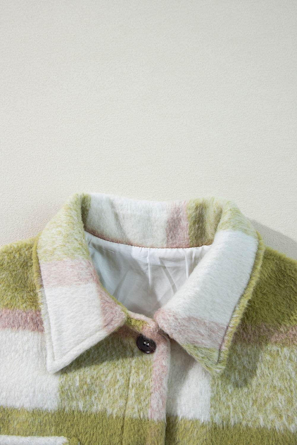 Pocketed Plaid Collared Neck Shacket - Delanoir