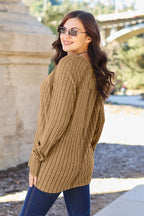 Basic Bae Full Size Ribbed Round Neck Long Sleeve Knit Top - Delanoir