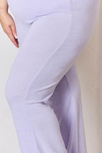 RISEN Full Size High Waist Ultra Soft Knit Flare Pants - Delanoir