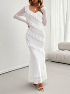 Devine Ruffled Surplice Long Sleeve Maxi Dress - Delanoir