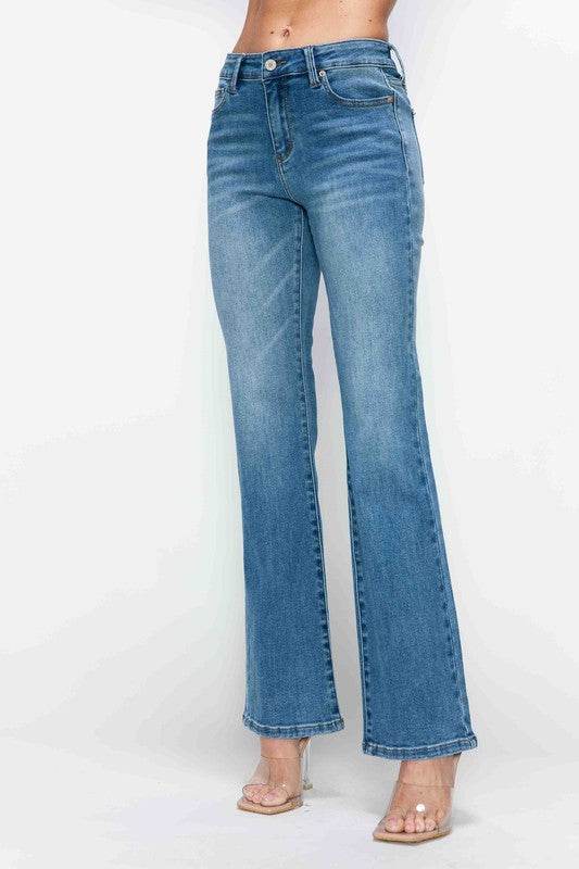 bytos Full Size Cat's Whiskers Mid Rise Bootcut Jeans - Delanoir
