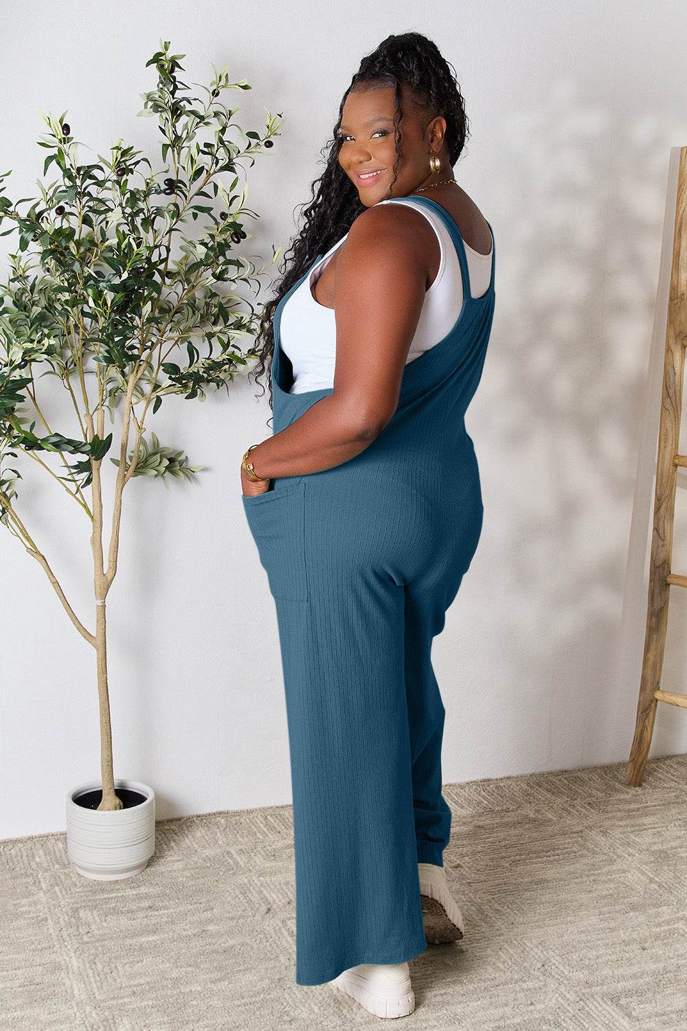 Double Take Full Size Wide Strap Overall with Pockets - Delanoir