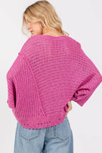 SAGE + FIG Distressed Asymmetrical Open Stitch Sweater - Delanoir