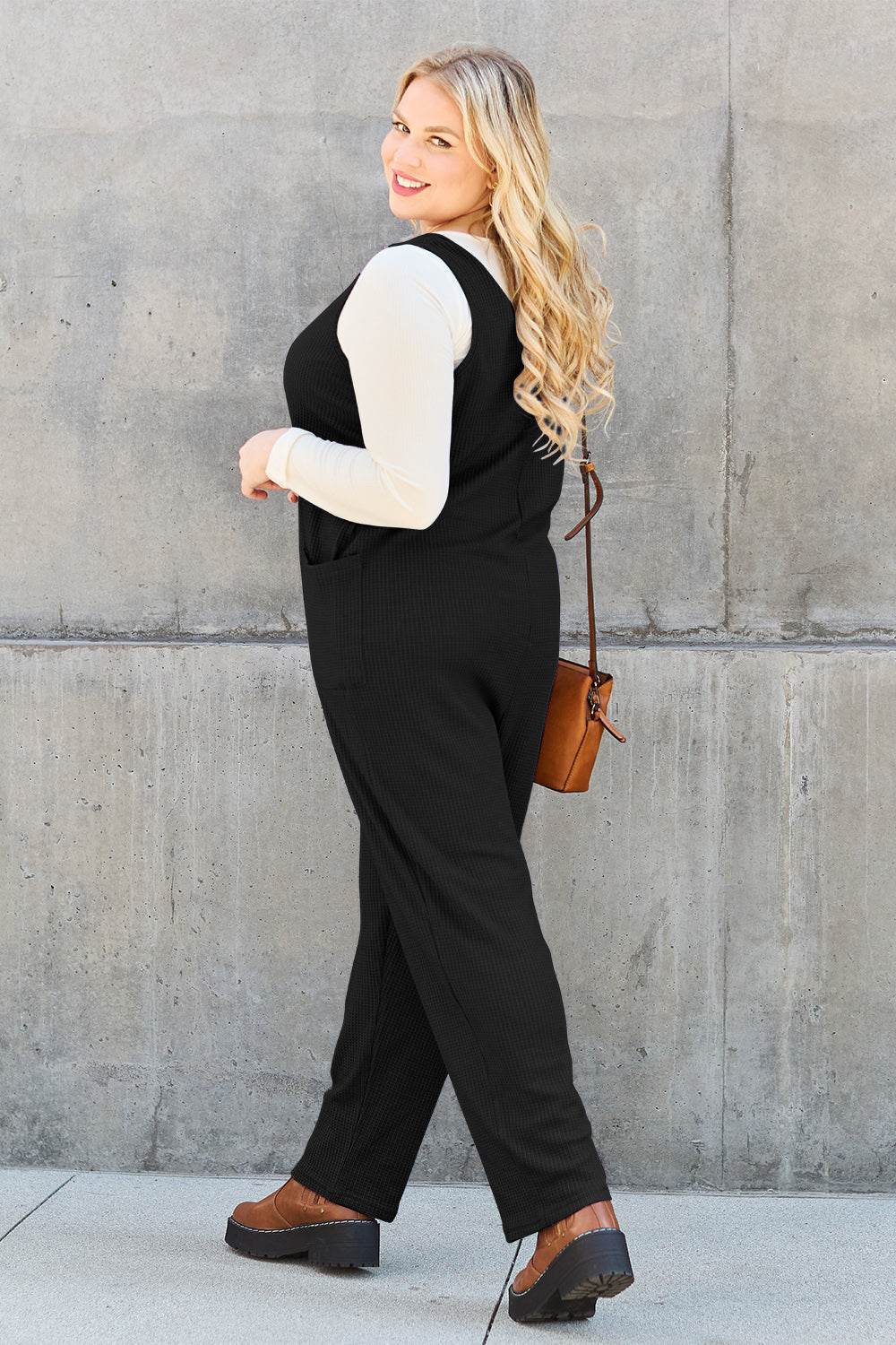 Double Take Full Size Sleeveless Straight Jumpsuit - Delanoir
