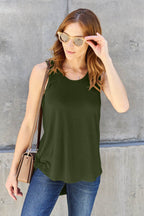 Basic Bae Full Size Round Neck Curved Hem Tank - Delanoir