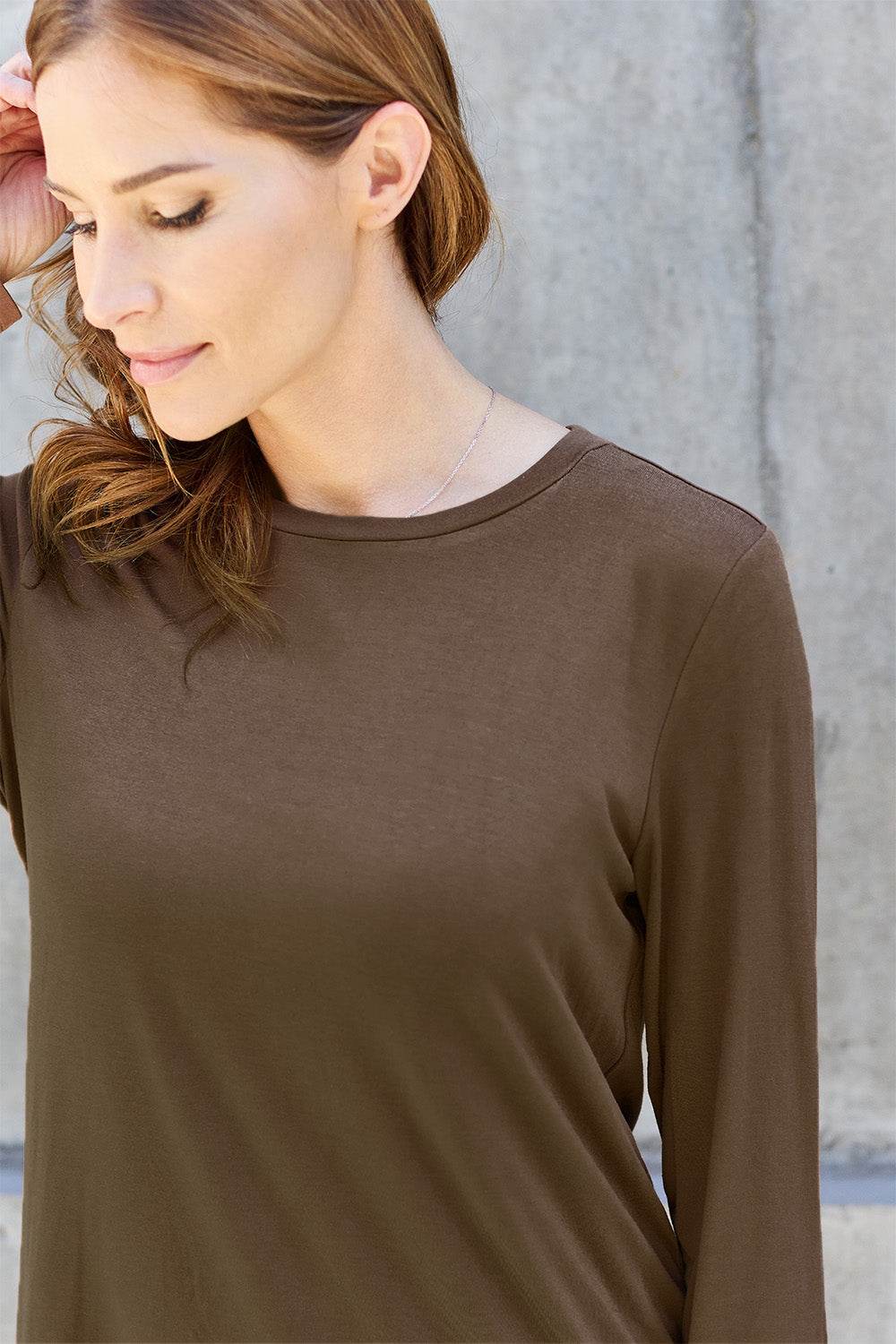 Basic Bae Full Size Round Neck Long Sleeve Top - Delanoir