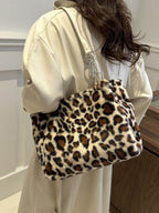 Faux Fur Leopard Shoulder Bag - Delanoir
