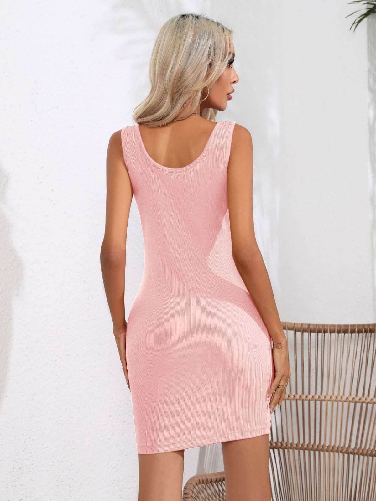 Scoop Neck Sleeveless Bodycon Dress - Delanoir