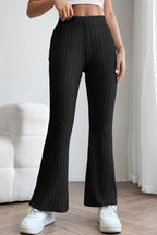 Basic Bae Full Size Ribbed High Waist Flare Pants - Delanoir