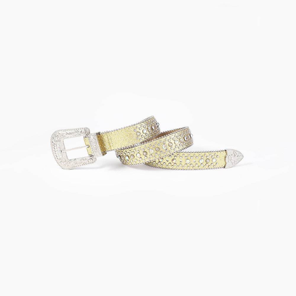 Rhinestone PU Leather Belt - Delanoir