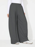 Elastic Waist Wide Leg Pants with Pockets - Delanoir