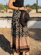 Geometric Elastic Waist Maxi Skirt - Delanoir