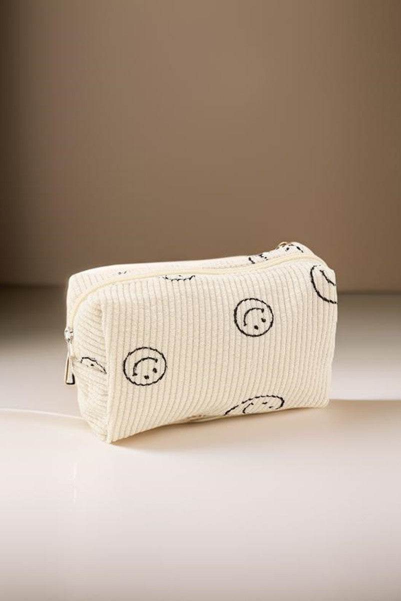 Zenana Smiley Face Corduroy Cosmetic Pouch - Delanoir