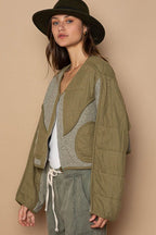 POL Quilted Knit Viding Detail Knit Patch Jacket - Delanoir