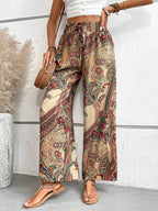 Printed Wide Leg Pants - Delanoir