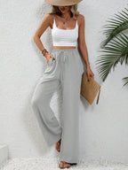Wide Leg Drawstring Pants - Delanoir