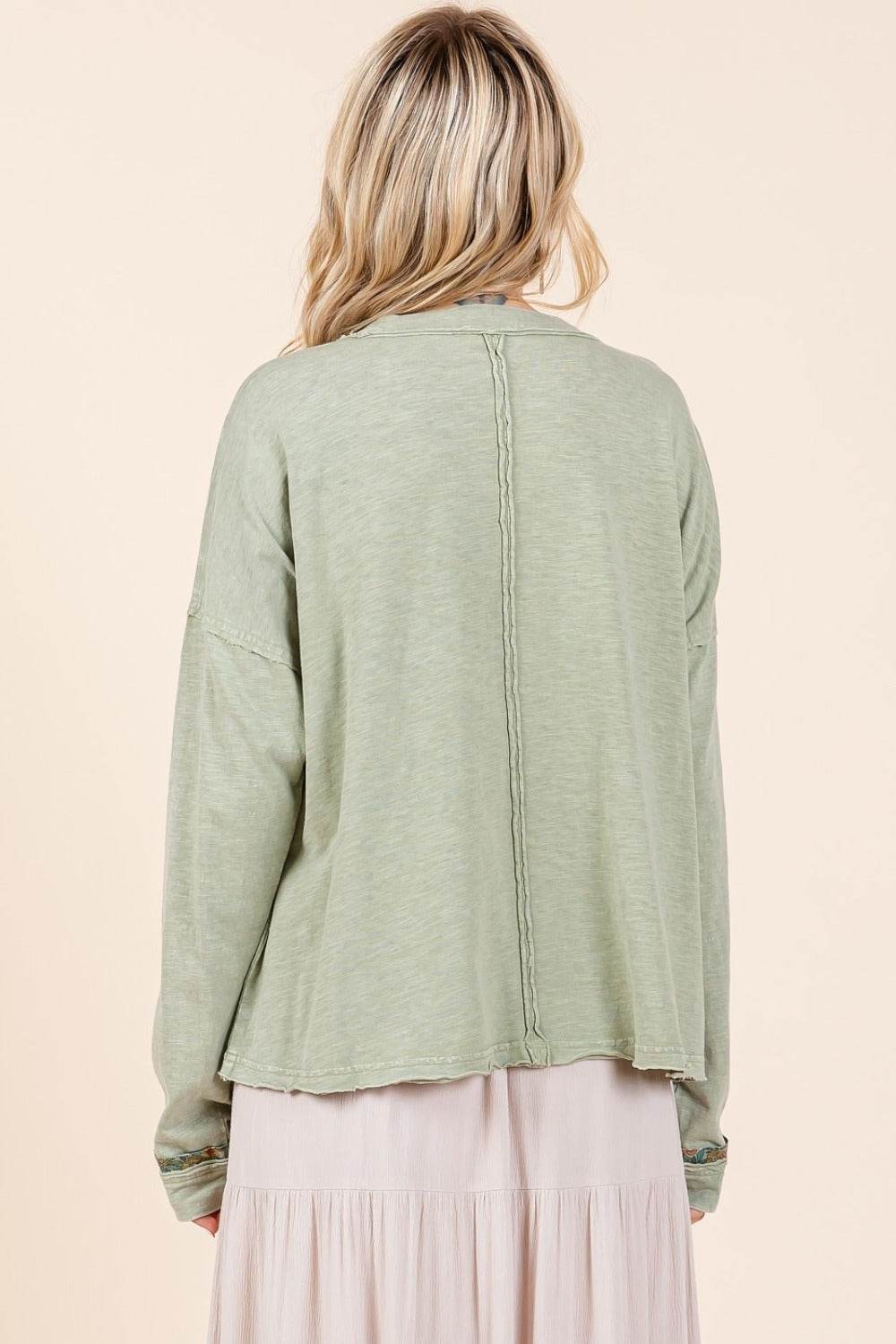 Mittoshop Mineral Wash Star Patch Long Sleeve T-Shirt - Delanoir