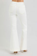 RISEN Full Size High Rise Front Patch Pocket Flare Jeans - Delanoir