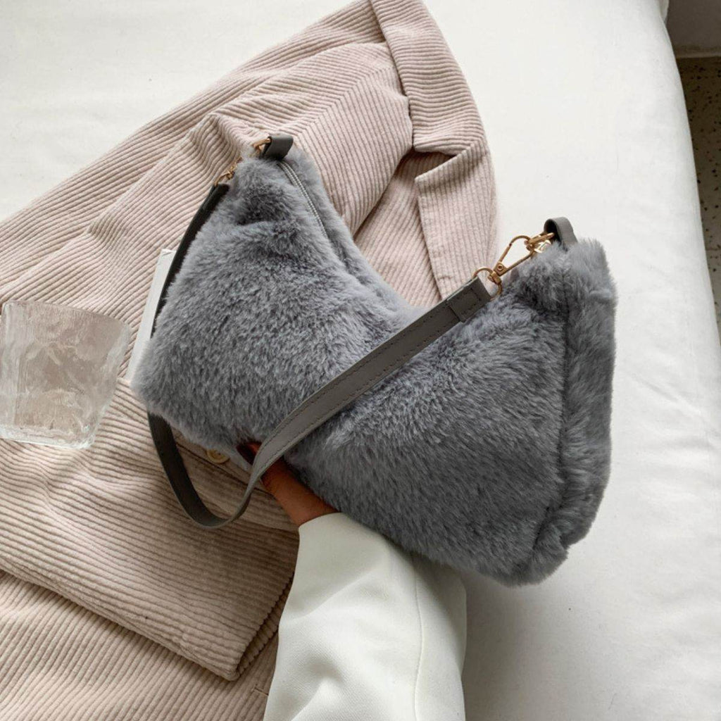 Faux Fur Removable Strap Shoulder Bag - Delanoir