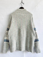 Geometric Mock Neck Dropped Shoulder Sweater - Delanoir