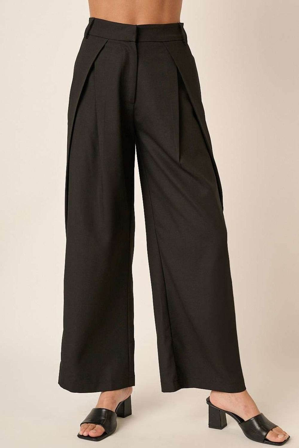 Mittoshop Deep Pleated High Waisted Wide Leg Pants - Delanoir