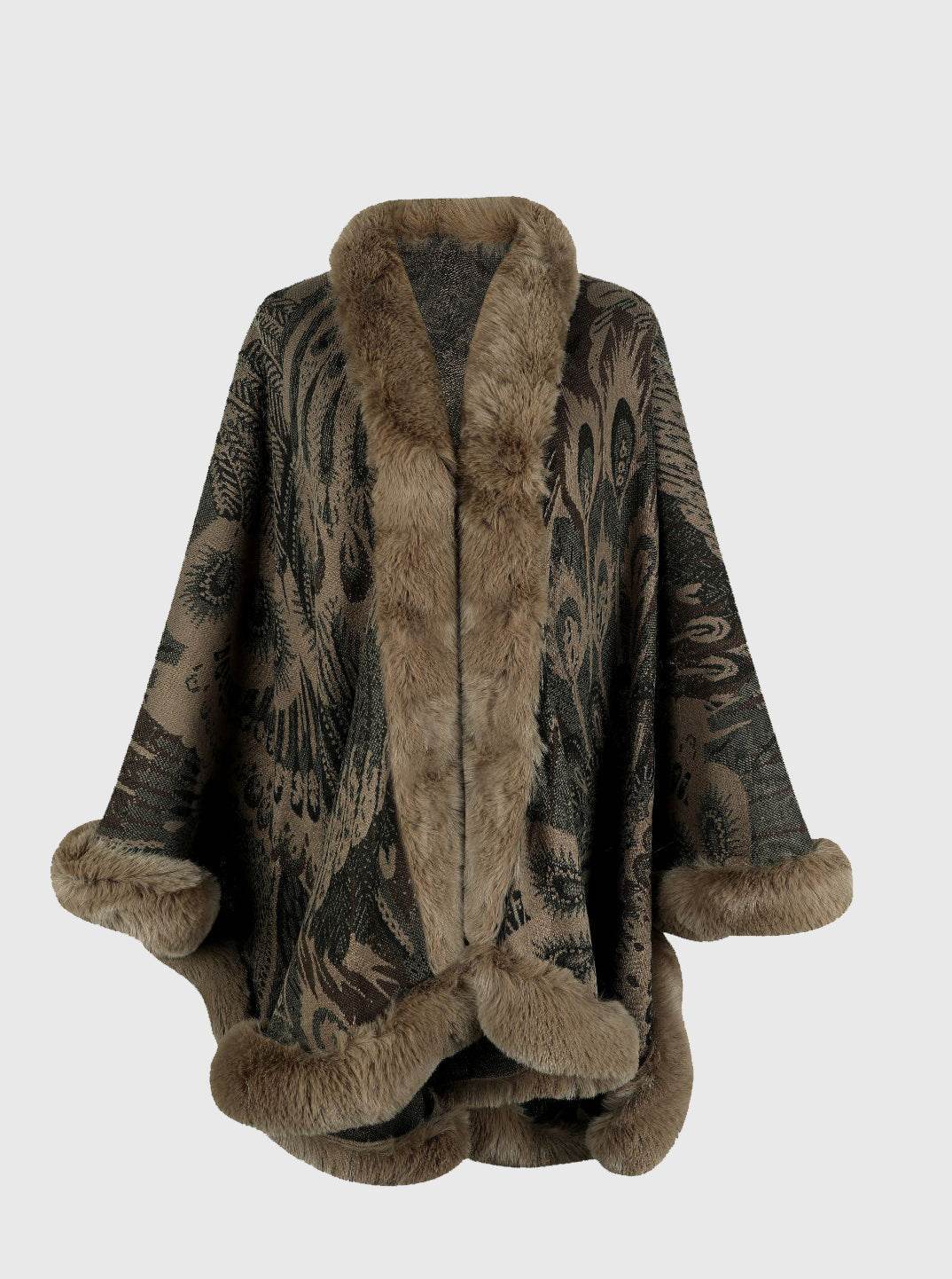 Printed Open Front Poncho - Delanoir