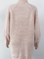 Mock Neck Dropped Shoulder Sweater Dress - Delanoir