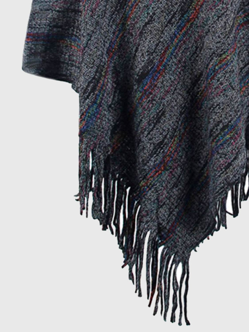 Fringe Hem Hooded Poncho - Delanoir