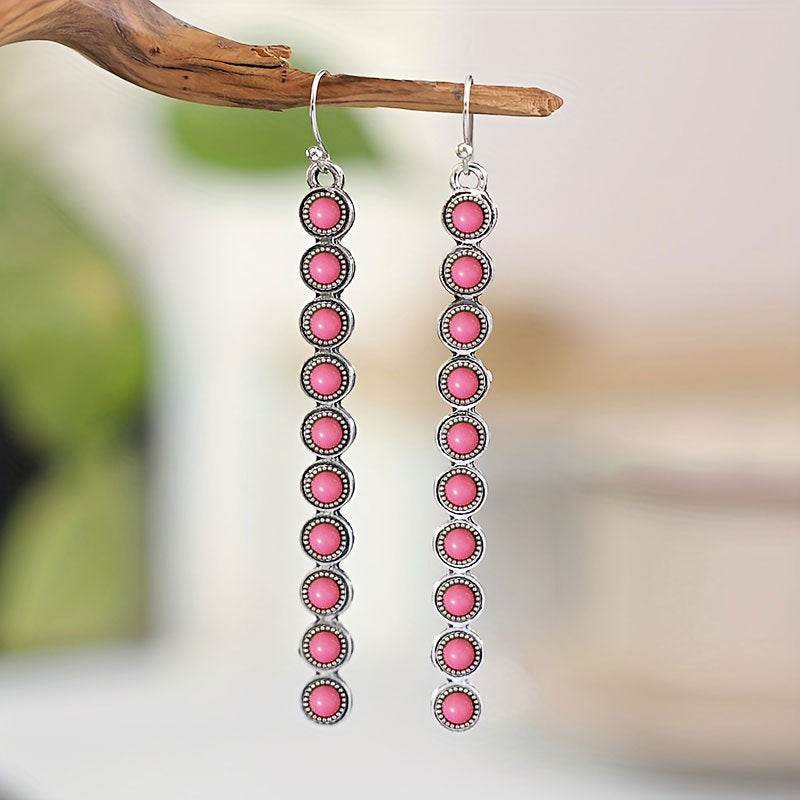 Artificial Turquoise Alloy Bar Earrings - Delanoir
