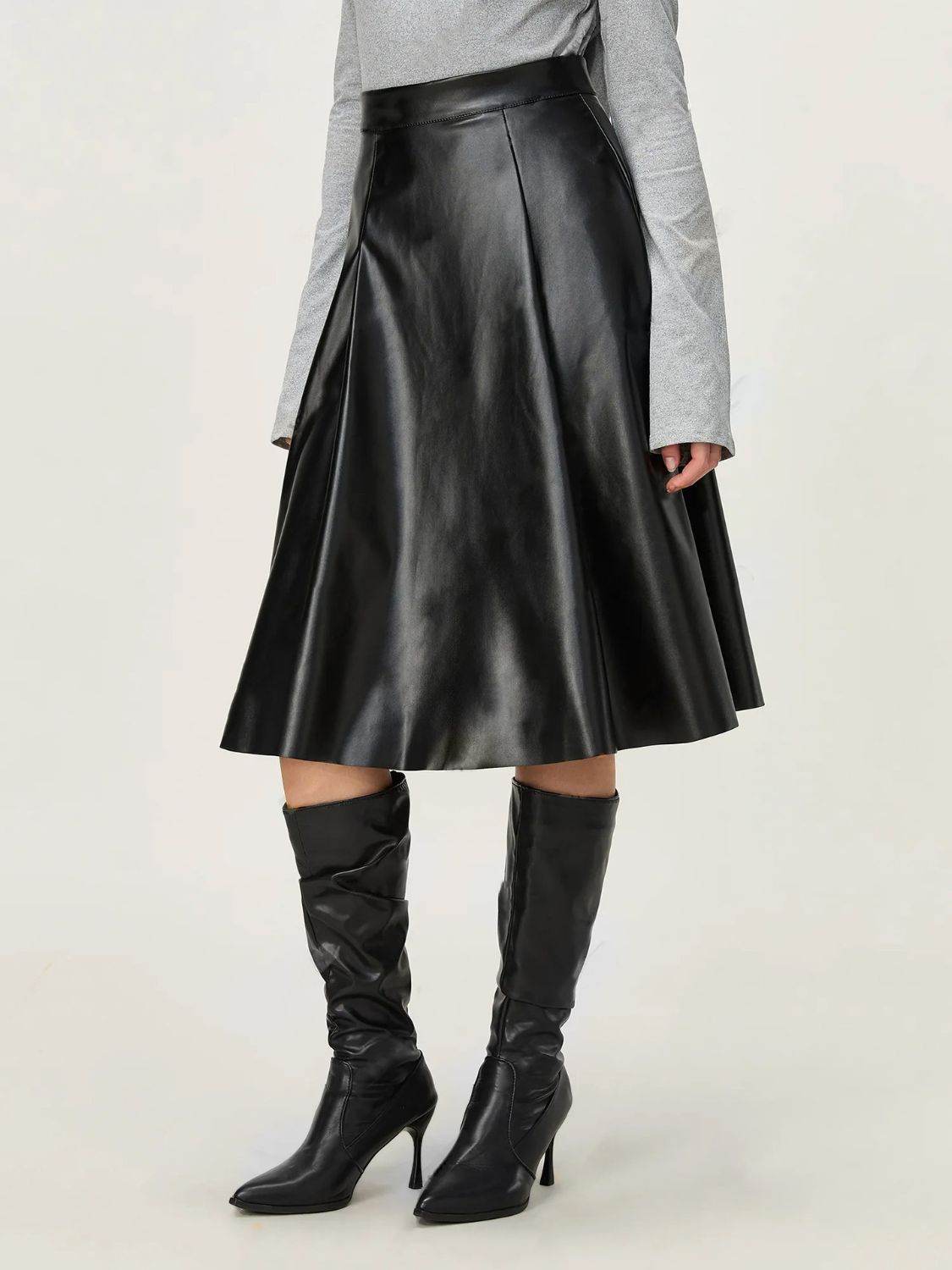 High Waist Skirt with Zipper - Delanoir