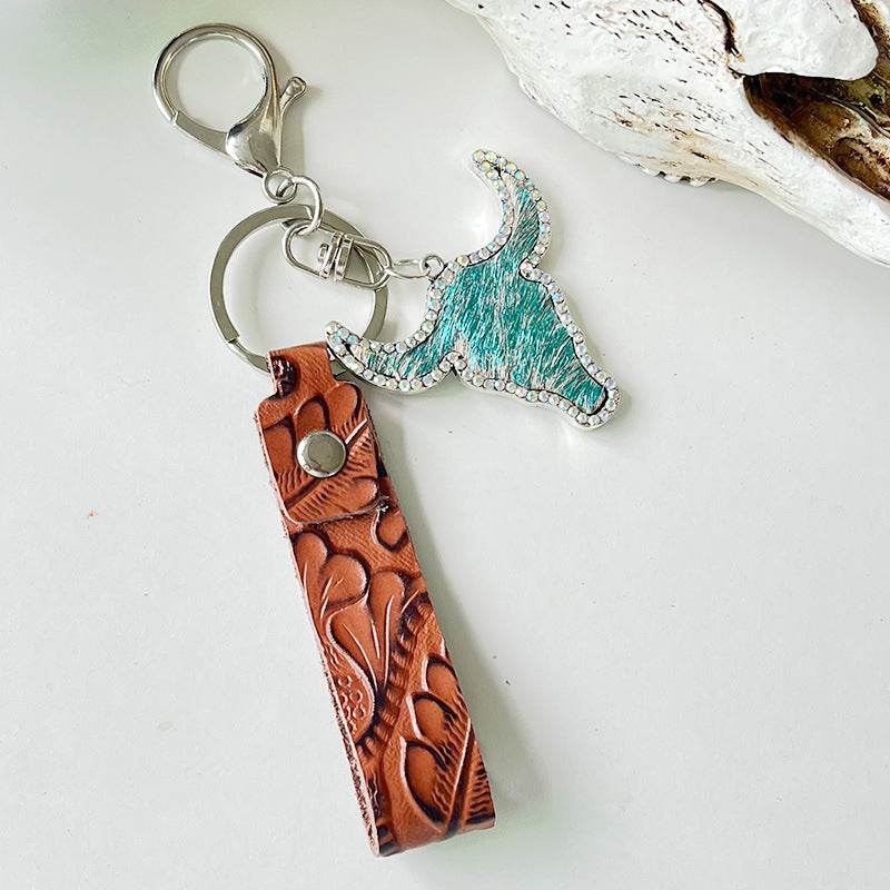 Rhinestone Bull Keychain - Delanoir