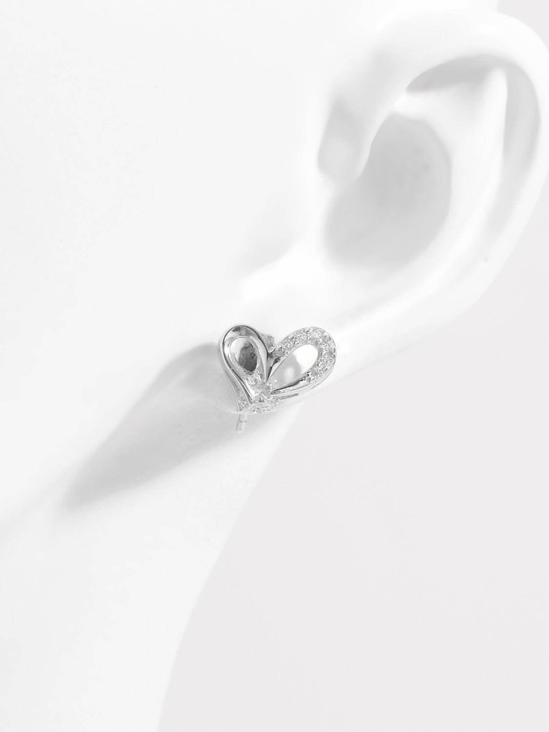 925 Sterling Silver Inlaid Zircon Heart Earrings - Delanoir