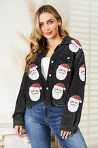 Santa Sequin Raw Hem Jacket - Delanoir