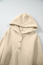 Half Snap Long Sleeve Hooded Top and Pants Set - Delanoir