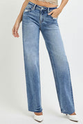 RISEN Full Size High Rise Straight Leg Jeans with Pockets - Delanoir