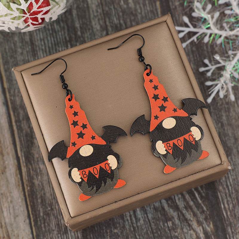 Wooden Point Hat Gnome Shape Earrings - Delanoir