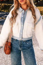 Contrast Trim Snap Down Jacket - Delanoir