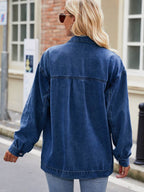 Button Up Denim Jacket with Pockets - Delanoir